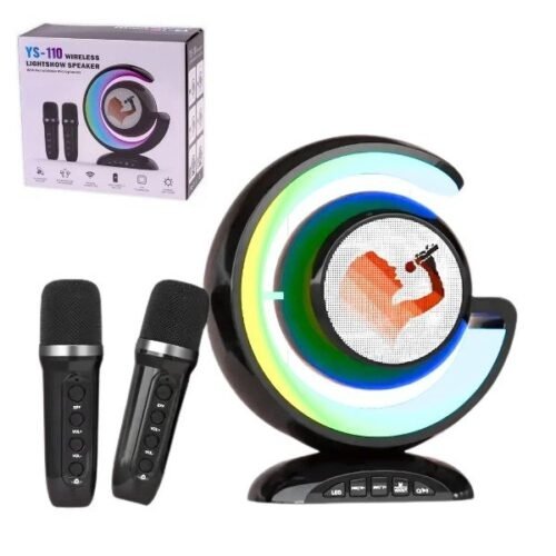 COD:T110 Parlante Karaoke YS-110 con Luces LED y 2 Micrófonos Inalámbricos
